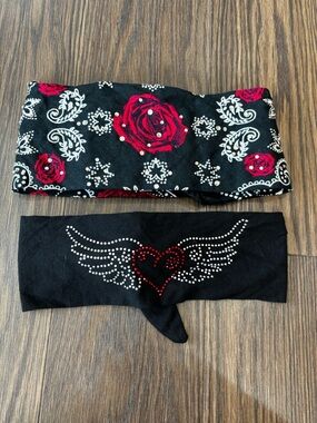 Women's Black Red Rose & Winged Heart Headbands - Stylish Hair Accessories